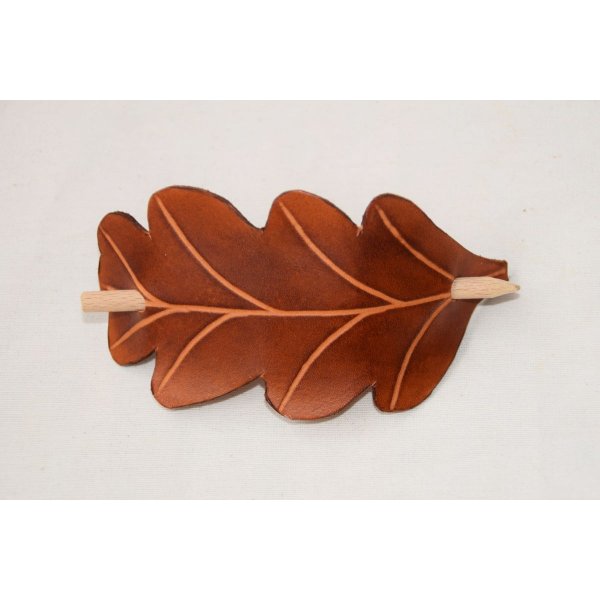 barrette &agrave; cheveux cuir artisanal