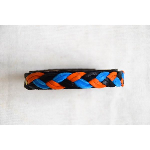 bracelet cuir tress&eacute; 2 couleurs