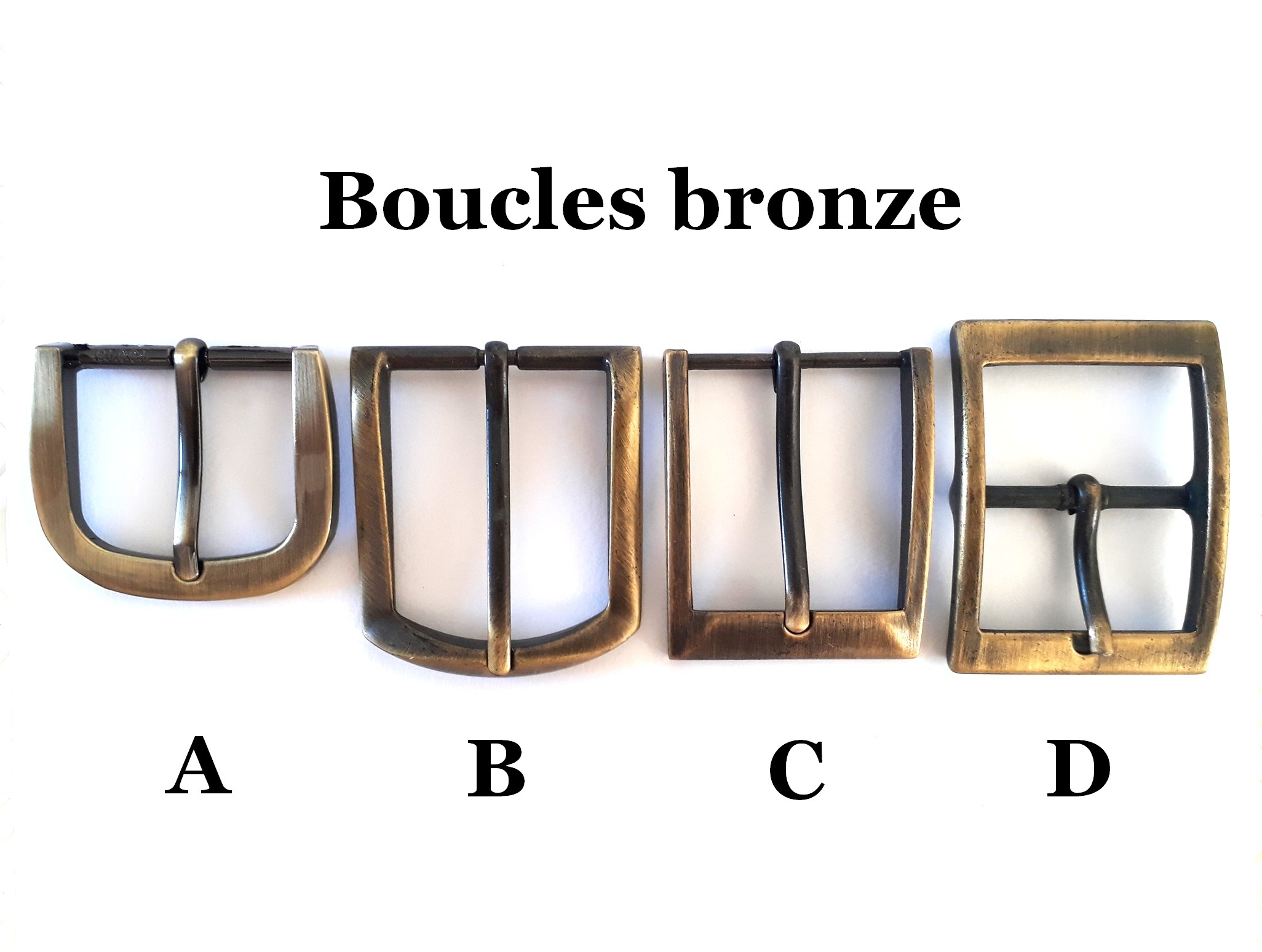 4 boucles de ceinture bronze 3,5 cm