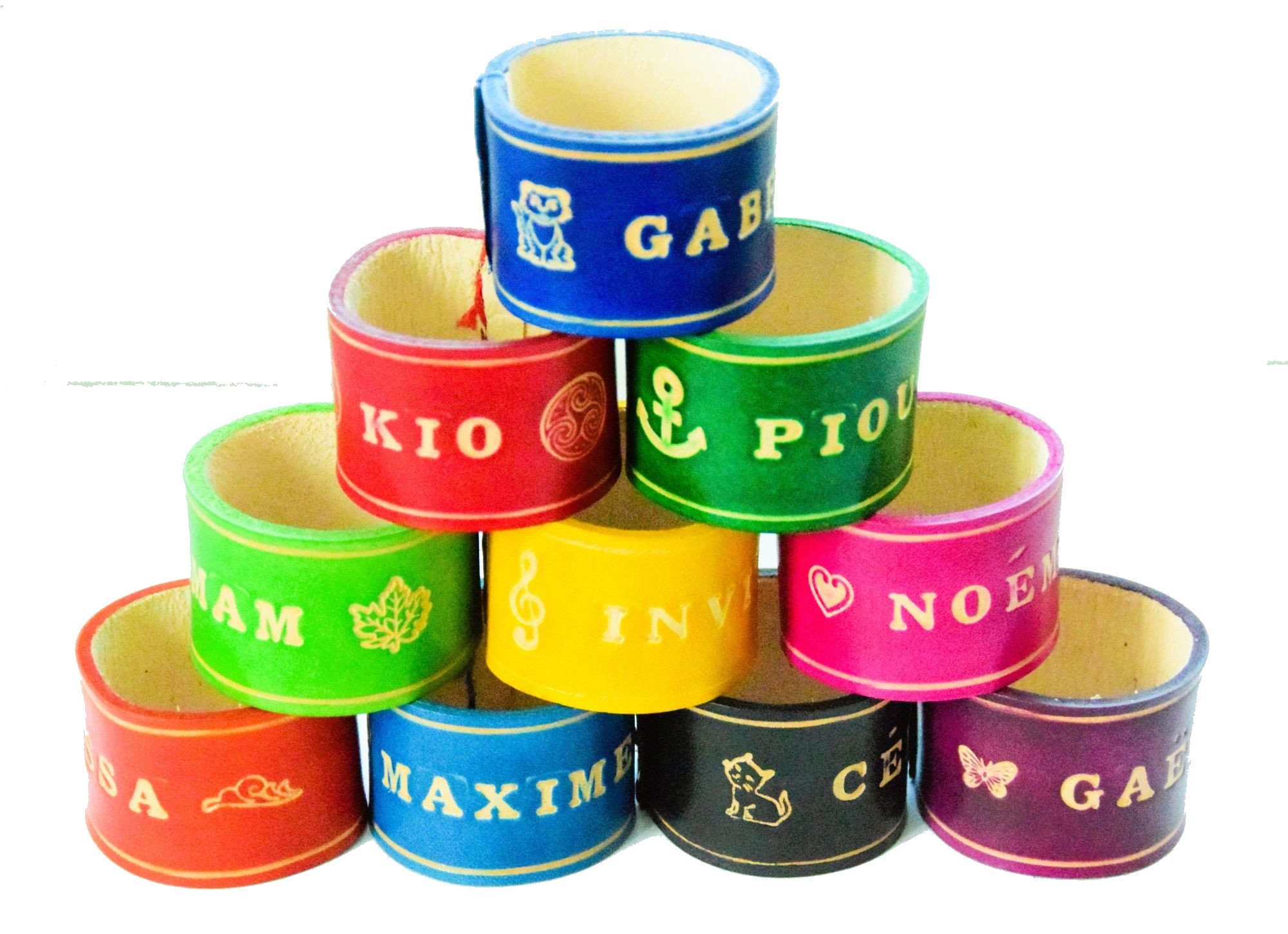 Rond de serviette famille avec pr&eacute;nom