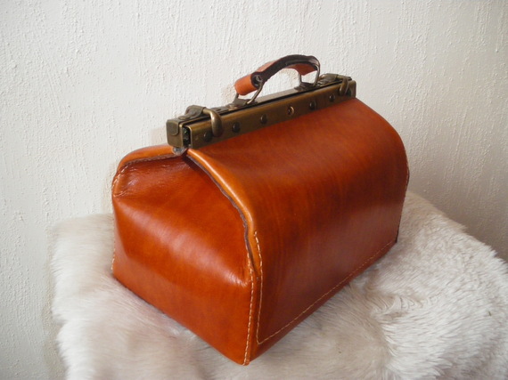 Vintage handgemaakte lederen reistas